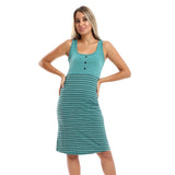 Red circle -  Slip-On Striped Sleepshirt With Front Decorative Buttons