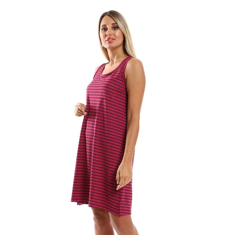 Red circle -  Slip-On Striped Sleepshirt With Side Patch Pocket
