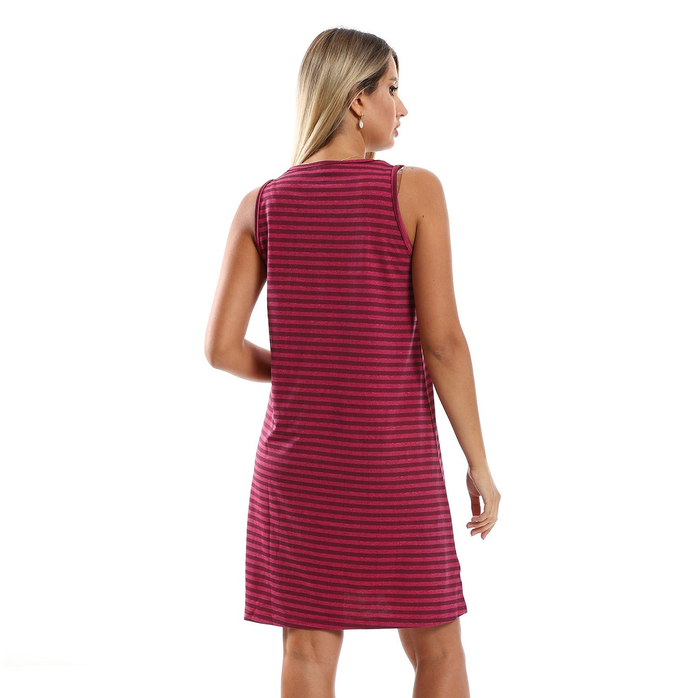 Red circle -  Slip-On Striped Sleepshirt With Side Patch Pocket
