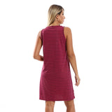 Red circle -  Slip-On Striped Sleepshirt With Side Patch Pocket