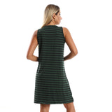 Red circle -  Slip-On Striped Sleepshirt With Side Patch Pocket