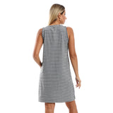 Red circle -  Slip-On Striped Sleepshirt With Side Patch Pocket