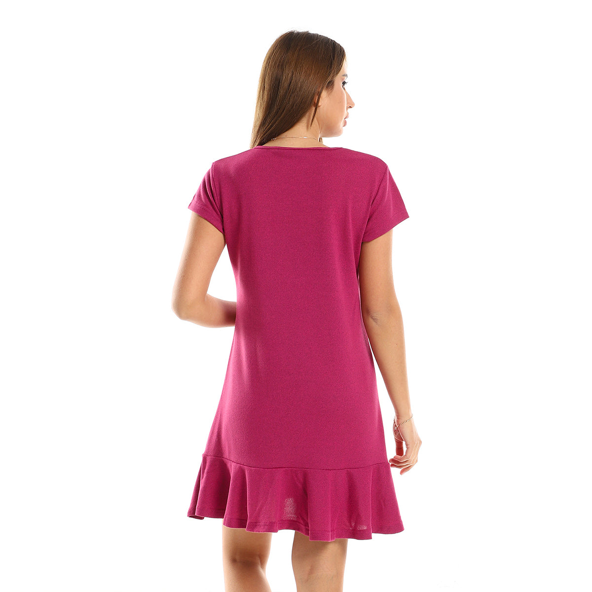 Red circle -  - Ruffle Trim Heather Mustard Slip On Sleepshirt