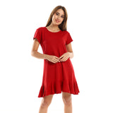 Red circle -  - Ruffle Trim Heather Mustard Slip On Sleepshirt