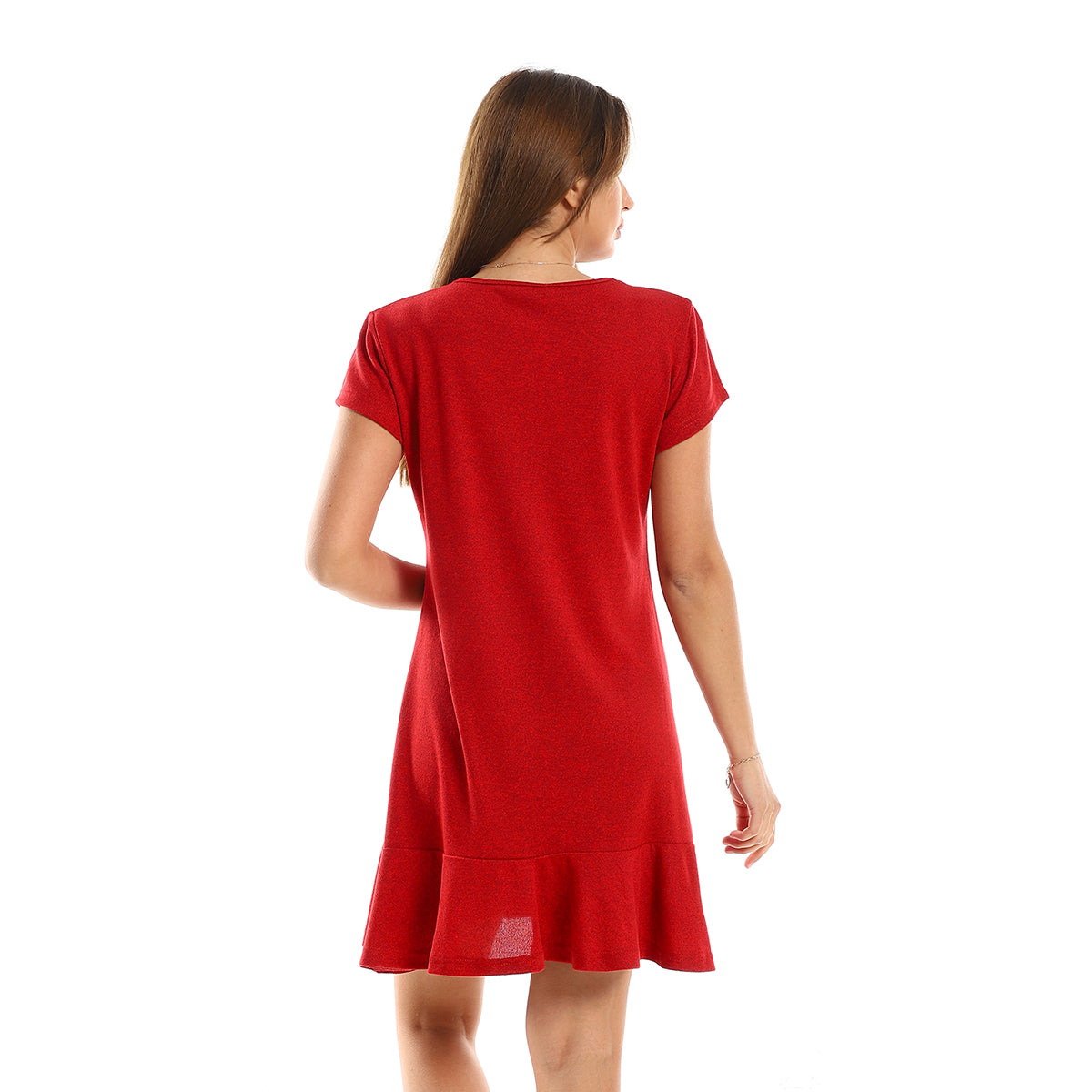 Red circle -  - Ruffle Trim Heather Mustard Slip On Sleepshirt