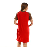 Red circle -  - Printed Sleeping Cat Face Heather Orange & Brown Sleepshirt