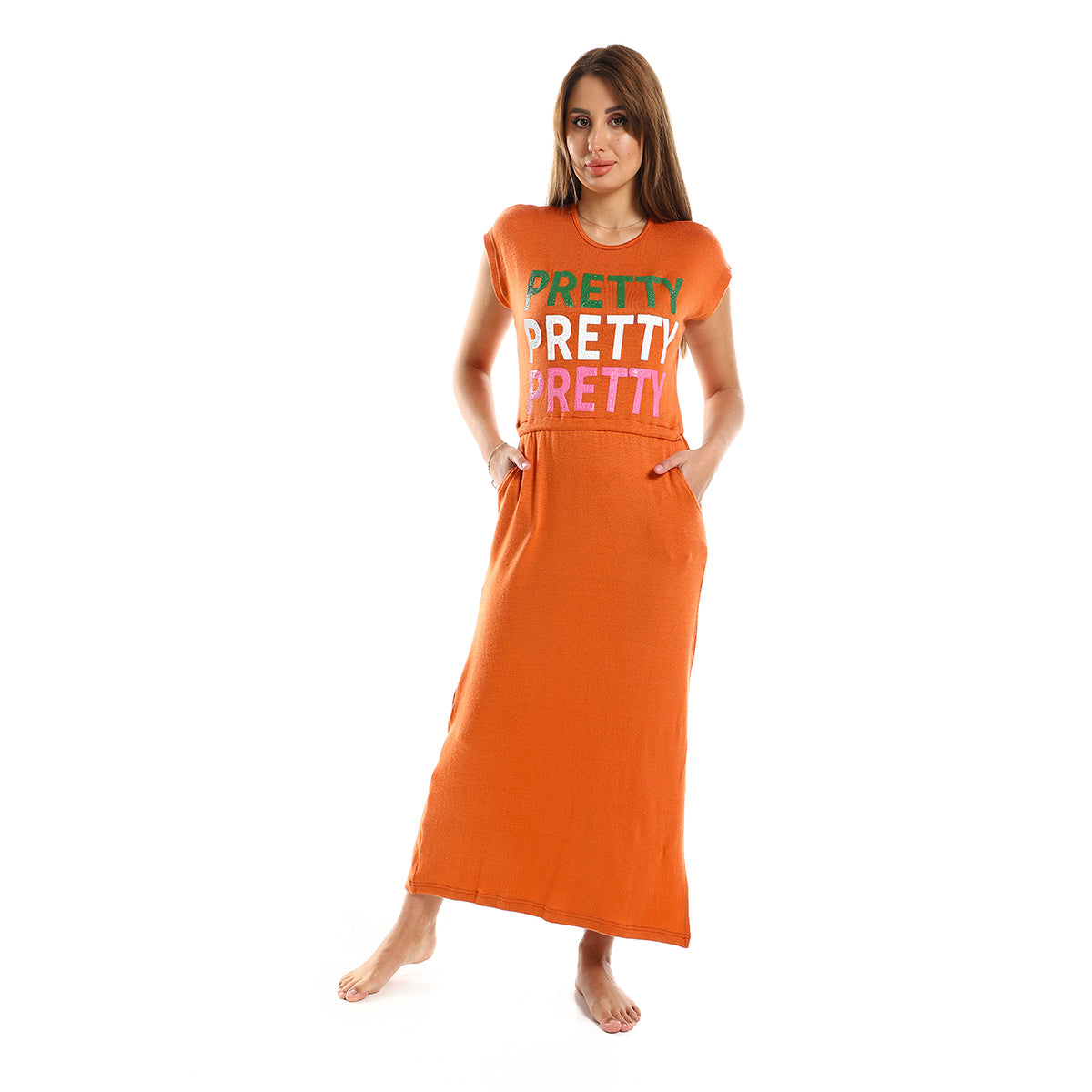 Red circle -  - Tripple PRETTY Sleepshirt - Orange