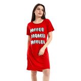 Red circle -  - Slip On Printed Cotton Women Sleepshirt - Red