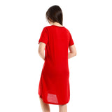 Red circle -  - Slip On Printed Cotton Women Sleepshirt - Red