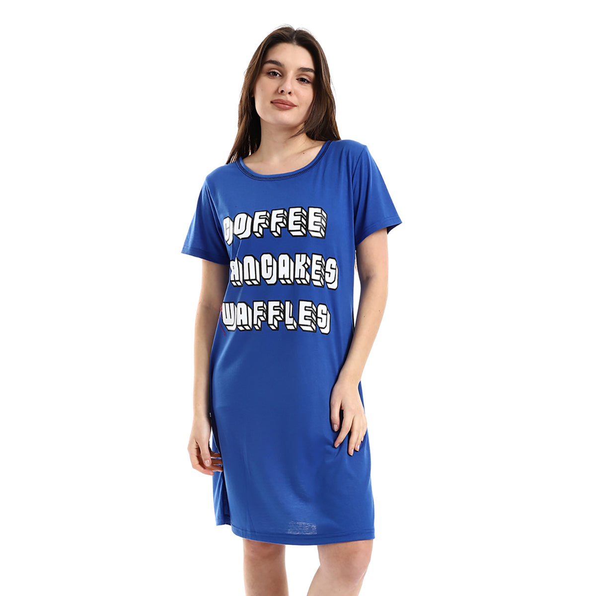Red circle -  - Slip On Printed Cotton Women Sleepshirt - Red