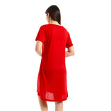 Red circle -  - Chest Cow Printed Red Comfy Sleepshirt
