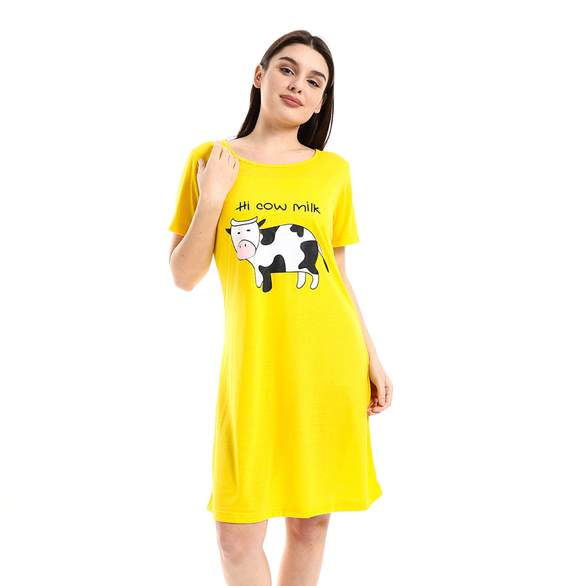 Red circle -  - Chest Cow Printed Red Comfy Sleepshirt