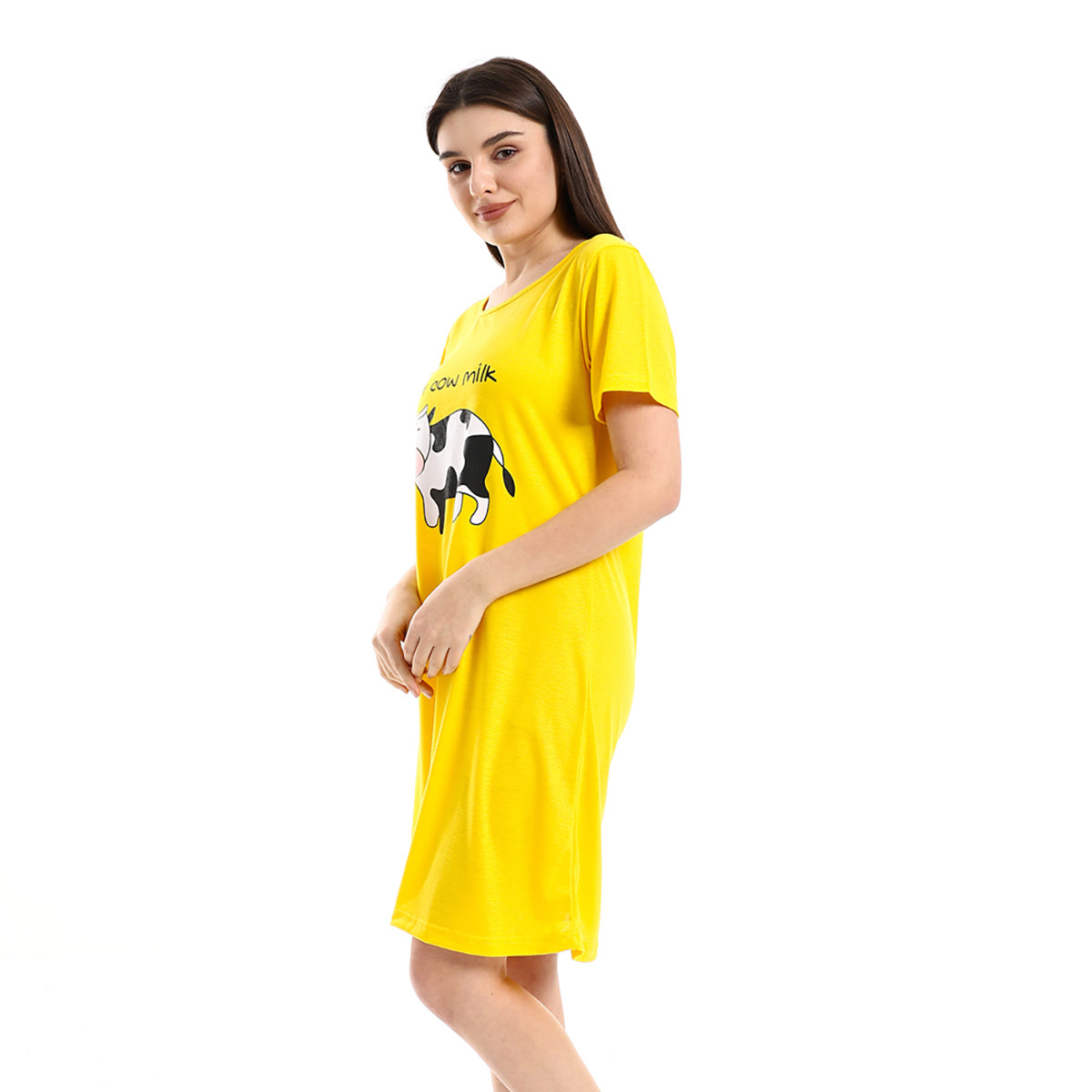Red circle -  - Chest Cow Printed Red Comfy Sleepshirt