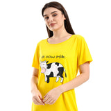 Red circle -  - Chest Cow Printed Red Comfy Sleepshirt