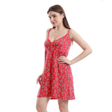 Red circle -  - Short sleeve nightgown with thin strap