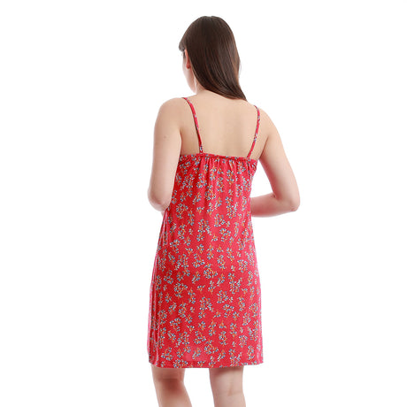 Red circle -  - Short sleeve nightgown with thin strap