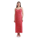 Red circle -  - Long sleeve nightgown with thin strap