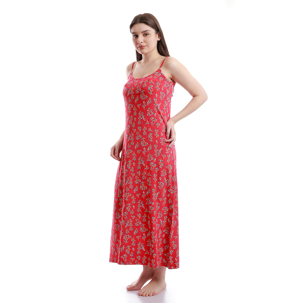 Red circle -  - Long sleeve nightgown with thin strap