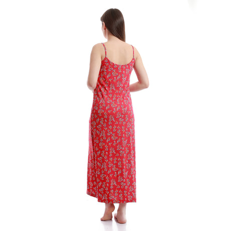 Red circle -  - Long sleeve nightgown with thin strap