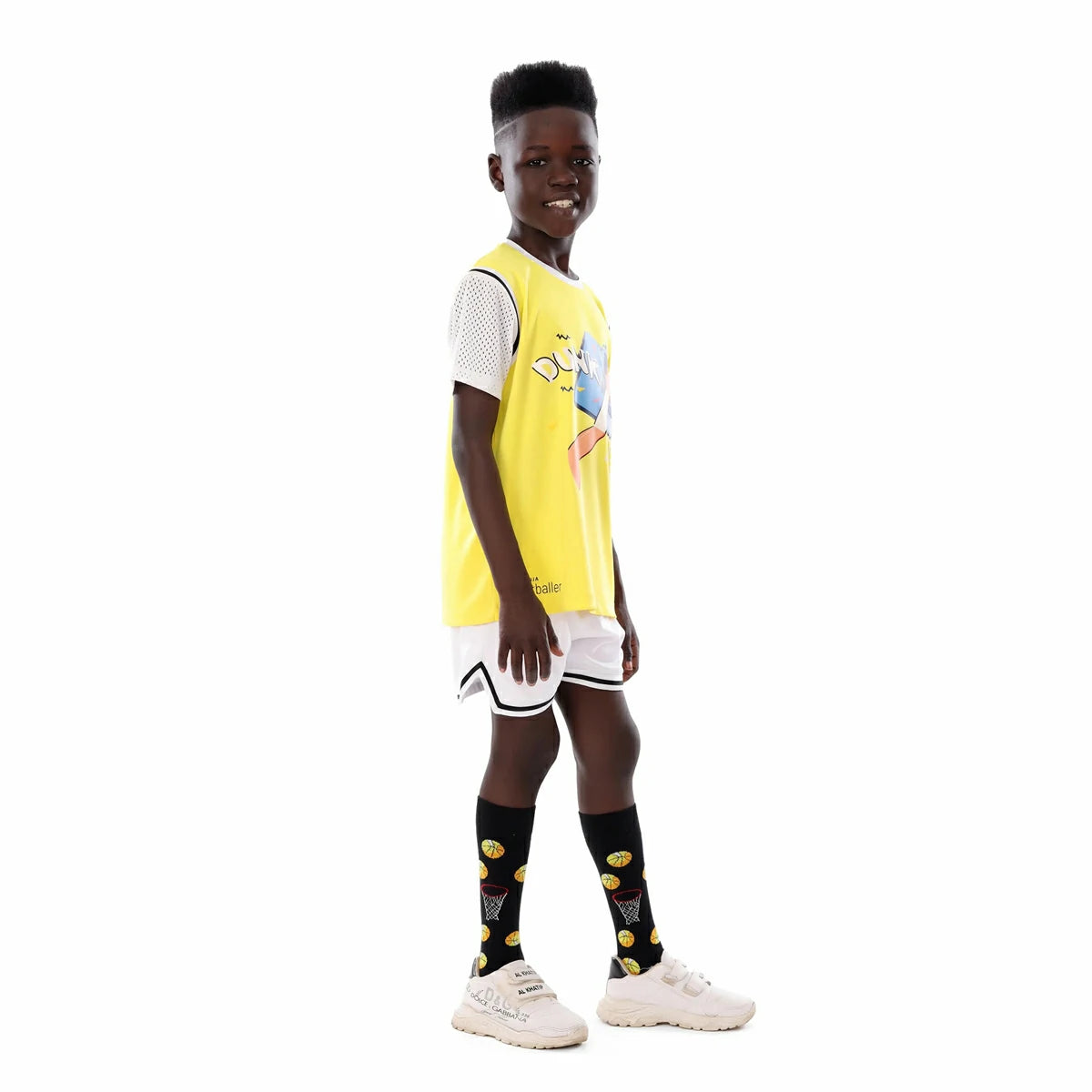 Anja - Yellow and White Basketball T-Shirt 0003-For boys