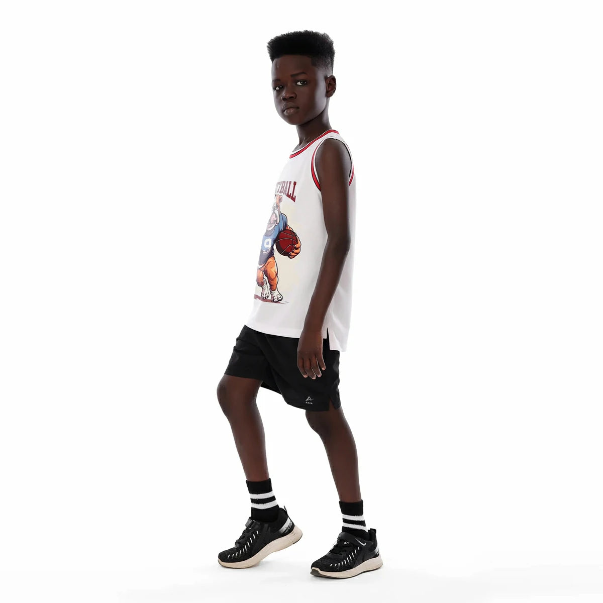 Anja - White Basketball T-shirt 0016-For boys