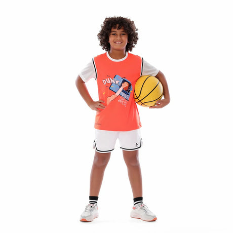 Anja - Orange and White Basketball T-Shirt 0004-For boys