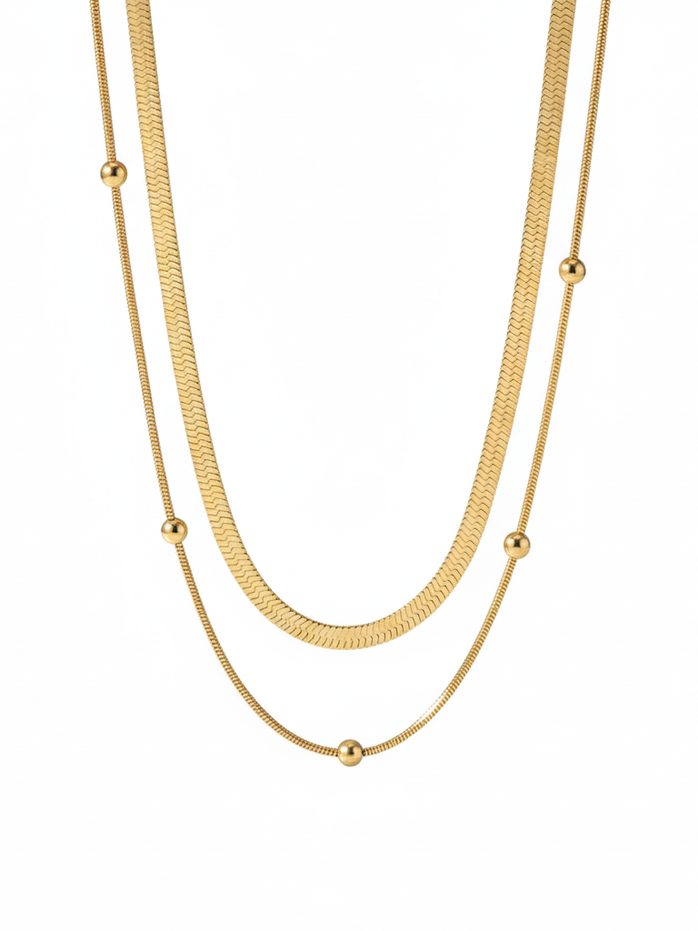 Women’s Necklace Two-Layer Ball Design