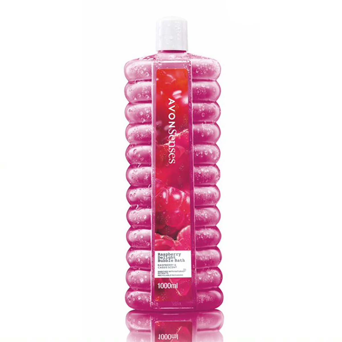 Avon -  Senses Raspberry Delight Bubble Bath with Raspberry & Cassis Enriched with Natural Extracts - 1000 Ml