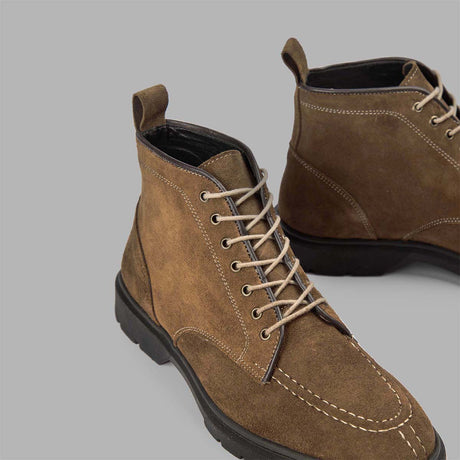 Brio - MOC TOE SUEDE LACE UP GENUINE LEATHER HALF BOOTS