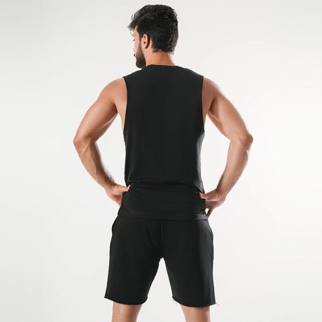 Taur - cotton lycra sleeveless raw edged rounded endless tshirt