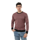 Red circle - Thin Stripes Round Sweatshirt