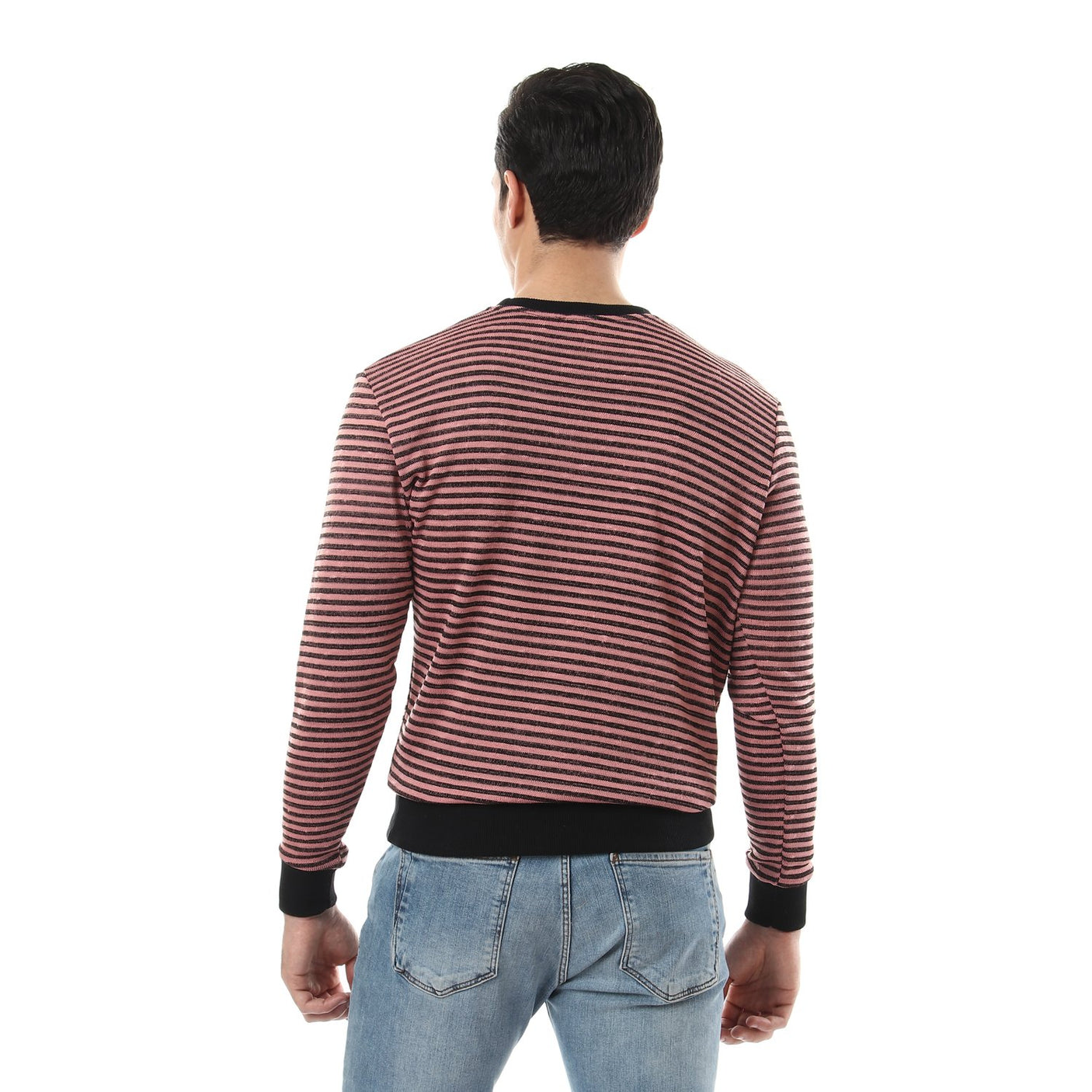 Red circle - Thin Stripes Round Sweatshirt