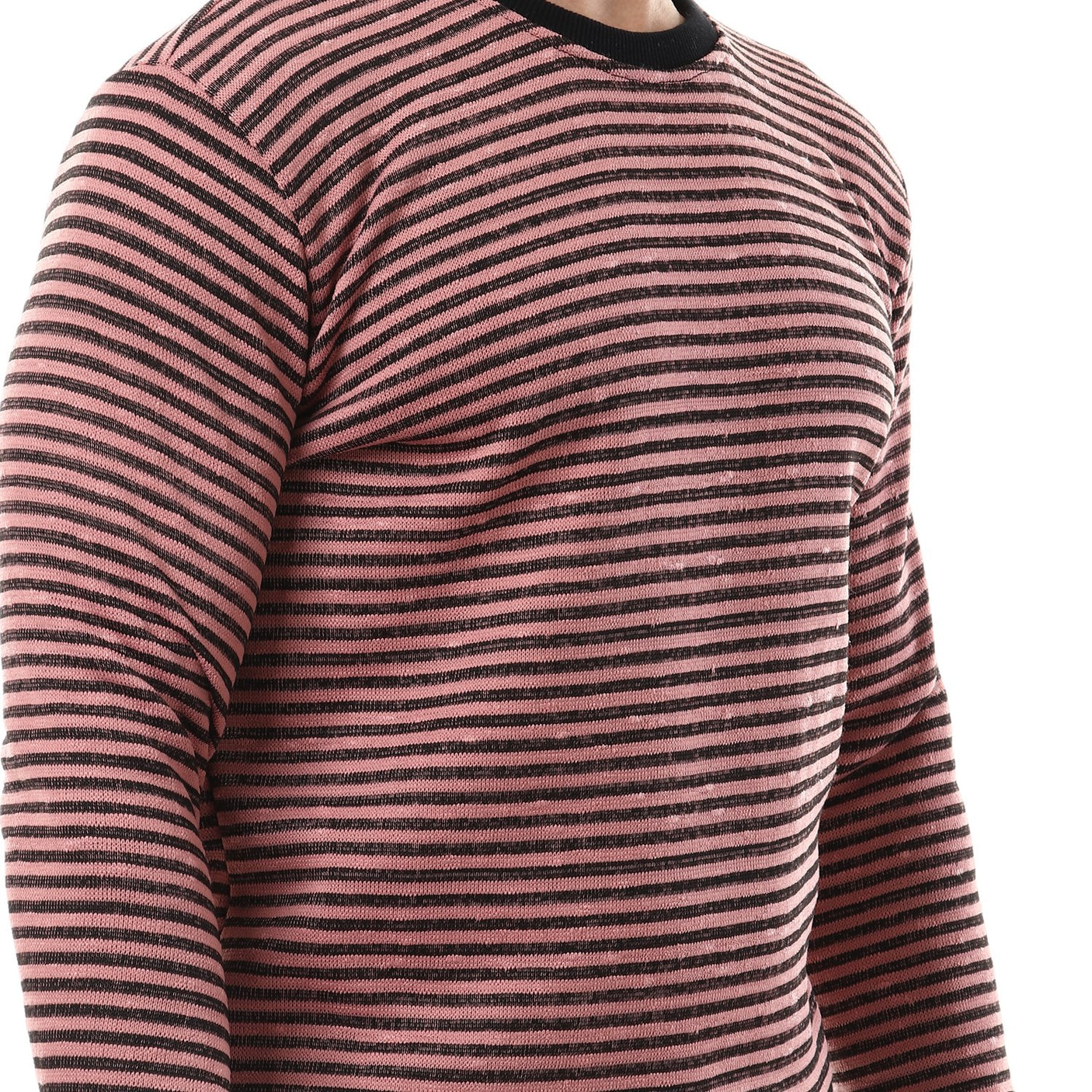 Red circle - Thin Stripes Round Sweatshirt