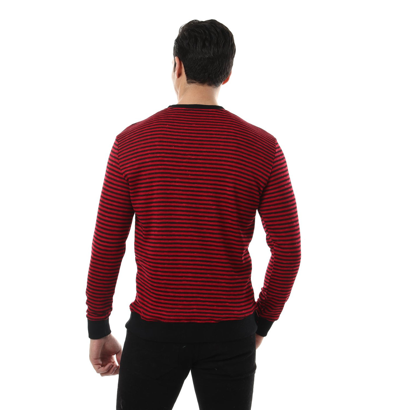 Red circle - Thin Stripes Round Sweatshirt