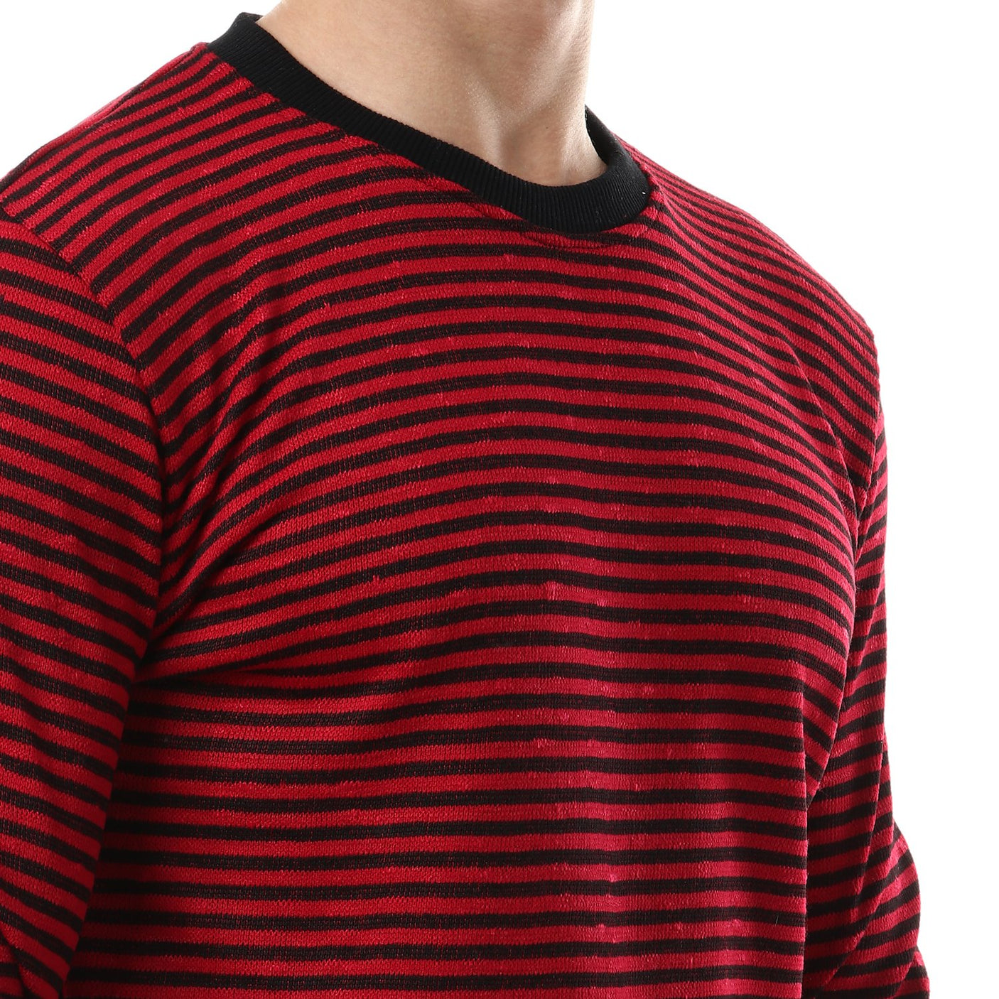 Red circle - Thin Stripes Round Sweatshirt