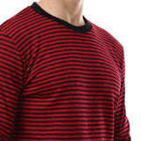 Red circle - Thin Stripes Round Sweatshirt