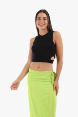Carina -Ribbed Top with Cut Out Sides