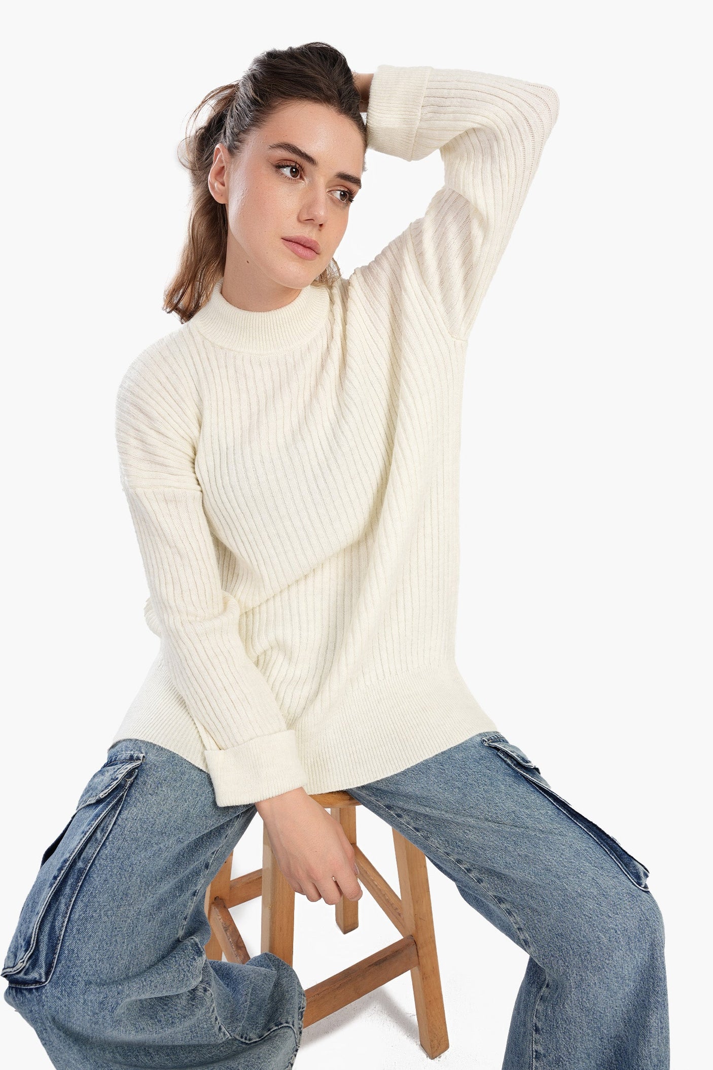 Carina - Off White Sherpa Pyjama Top For women
