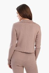 Carina - Coffee Ribbed Lounge Jacket