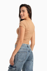 Carina - Ribbed Round Neck Top