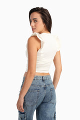 Carina - Ruffle Cap Sleeve Top