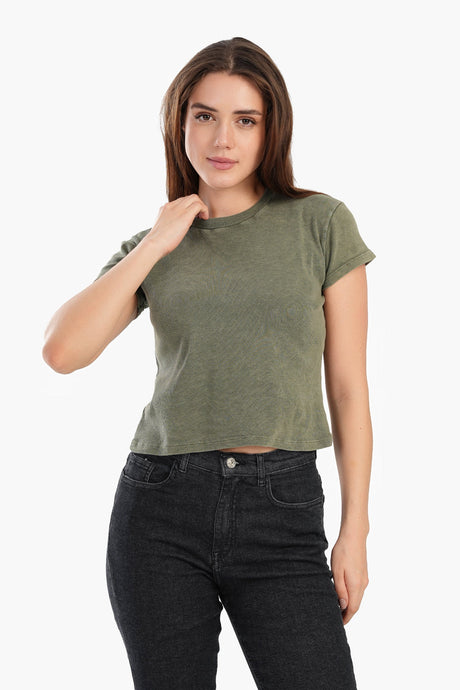 Carina - Ribbed Short Sleeves Top