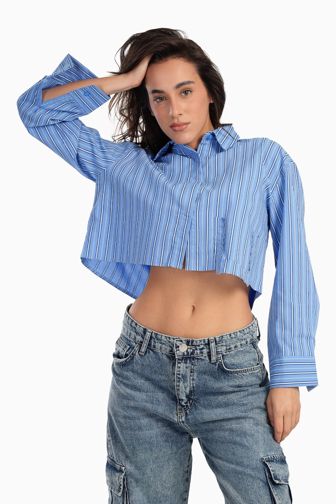Carina - Cropped Hidden Placket Shirt