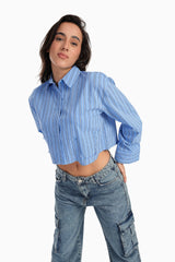Carina - Cropped Hidden Placket Shirt