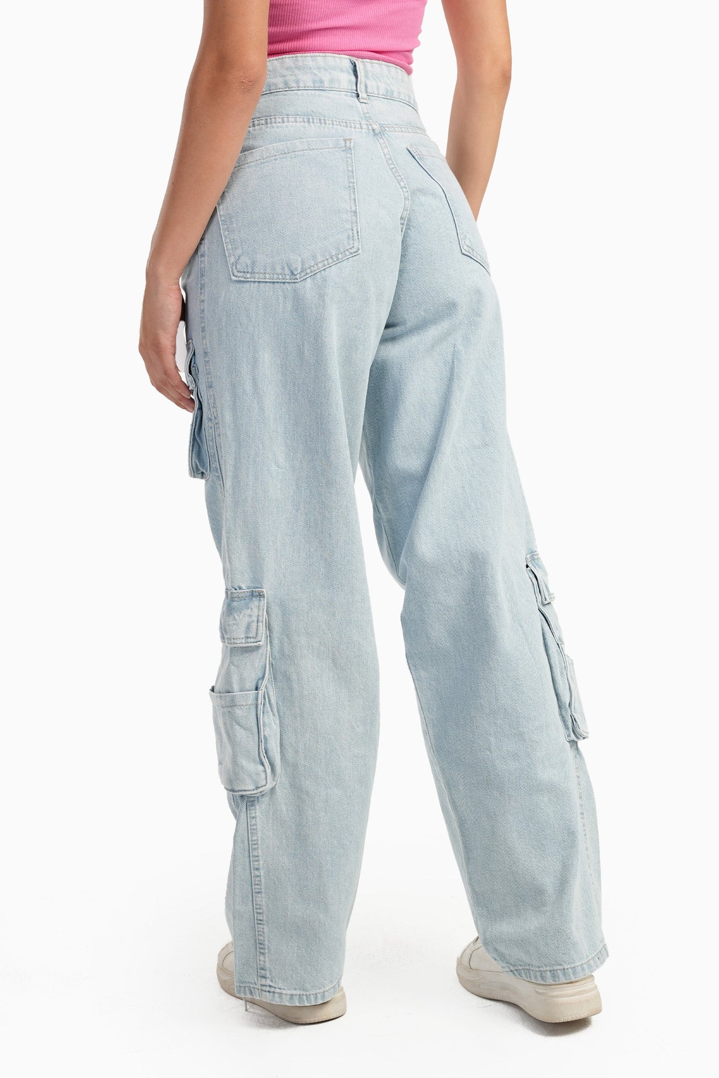 Carina - Light Blue Cargo Jeans