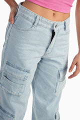 Carina - Light Blue Cargo Jeans