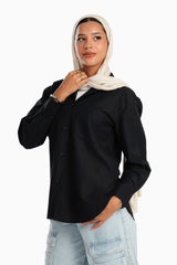 Carina - Cotton Blend Collared Shirt