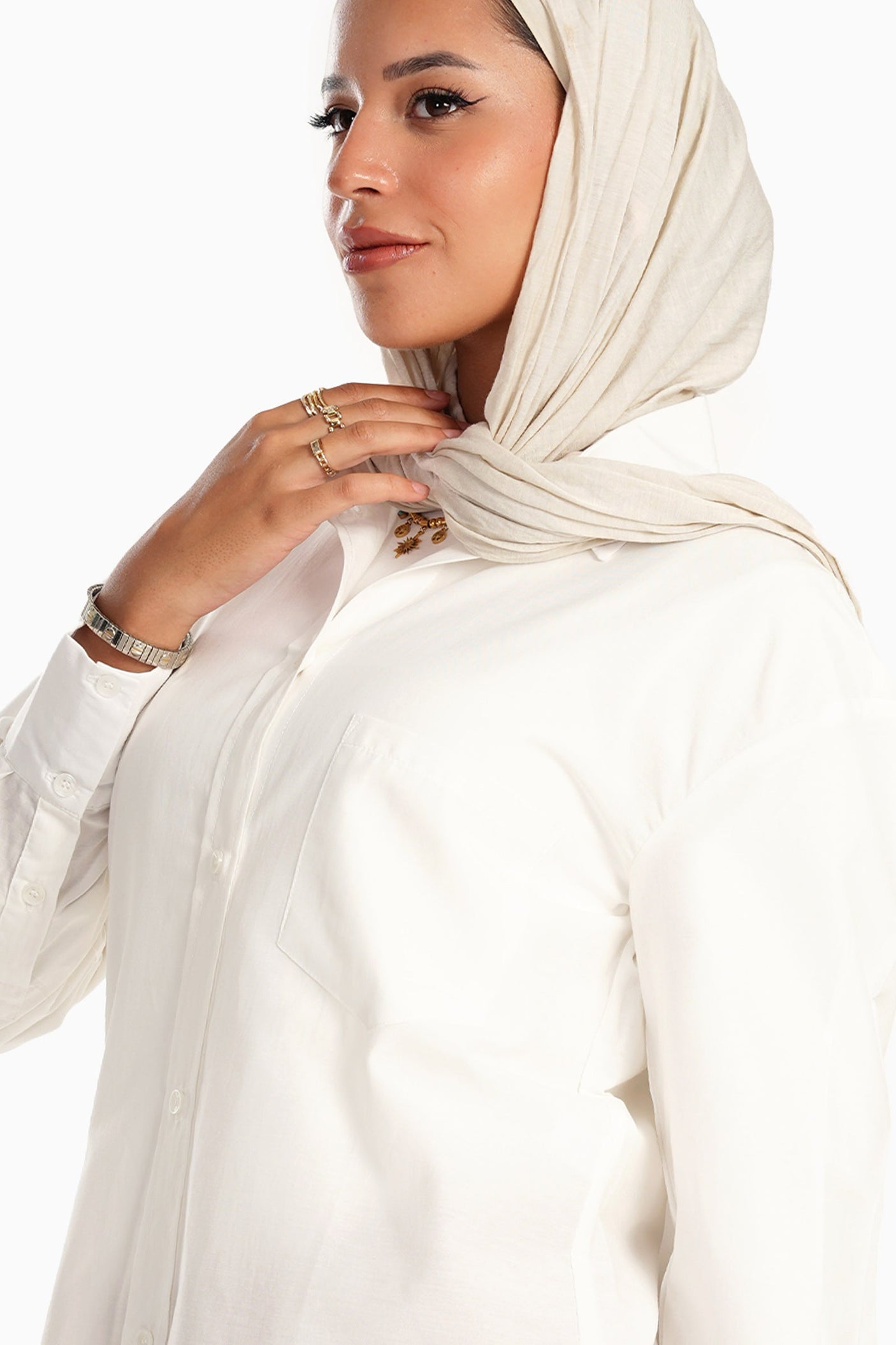 Carina - Cotton Blend Collared Shirt