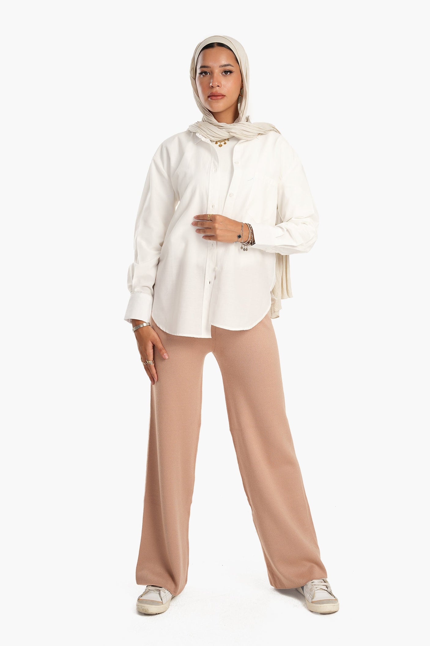 Carina - Cotton Blend Collared Shirt