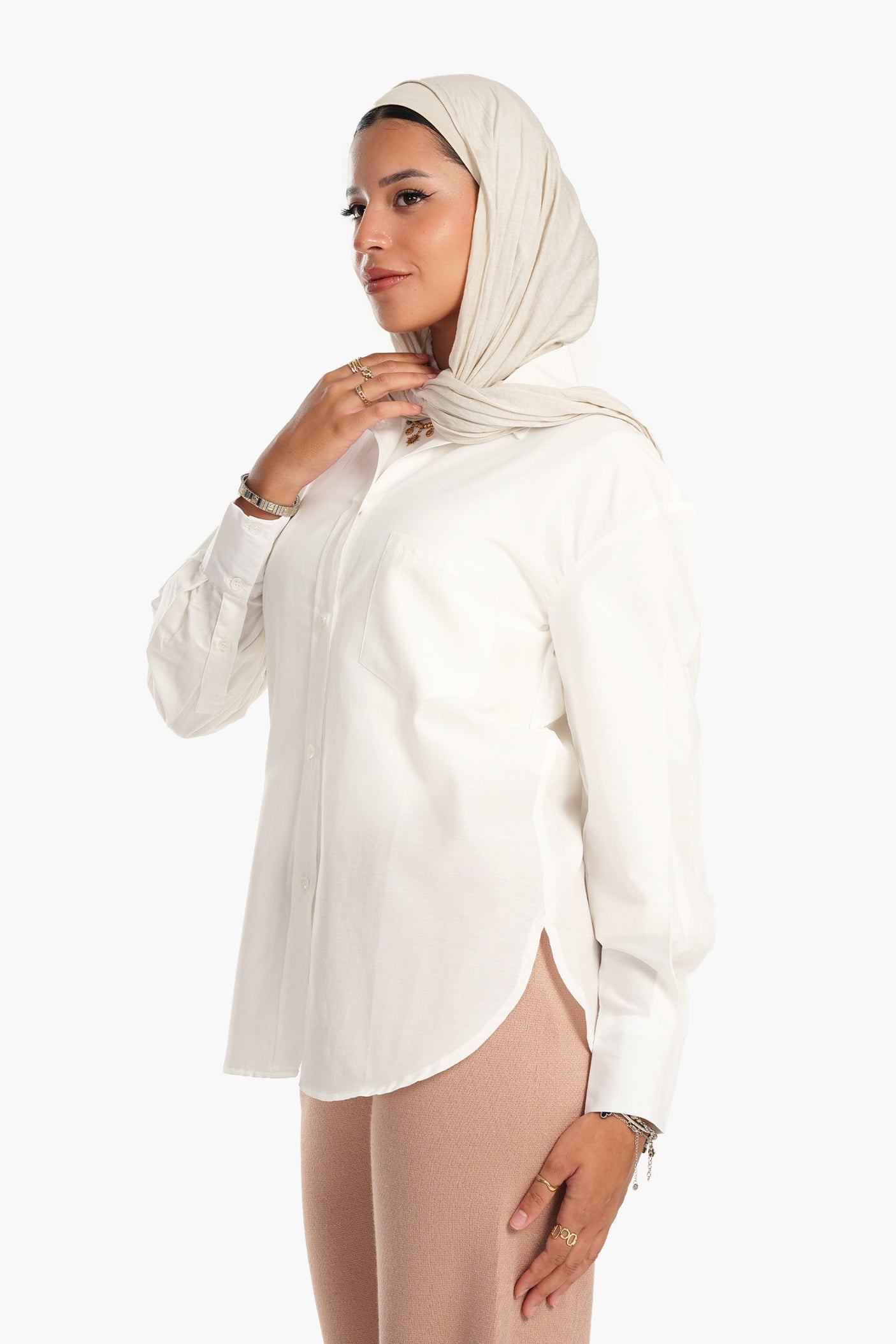 Carina - Cotton Blend Collared Shirt